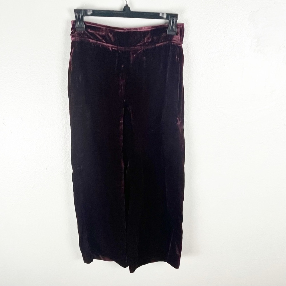 MADEWELL Hutson High Rise Burgundy Velvet Wide Leg Cropped Pull On Pants Size 26